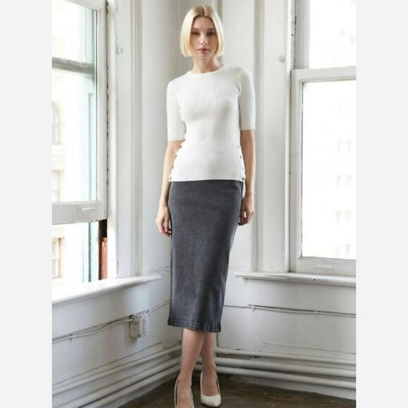 Ivory Sweater with Side Snap Detailing - Picture 2 of 9